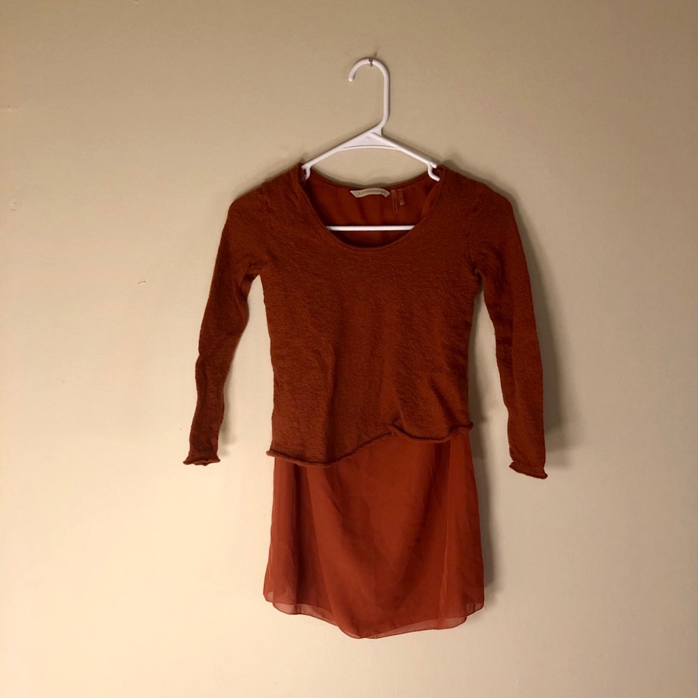 Burnt Orange 3/4 Sleeve Tunic Sweater